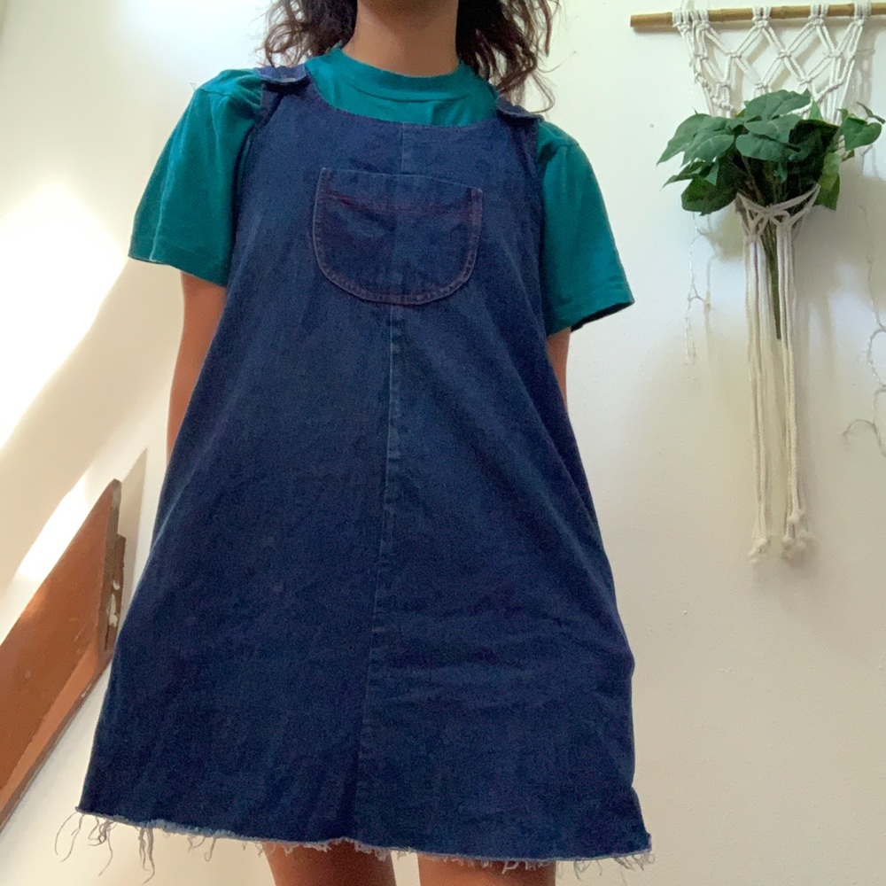 Saks fifth avenue pinafore denim dress